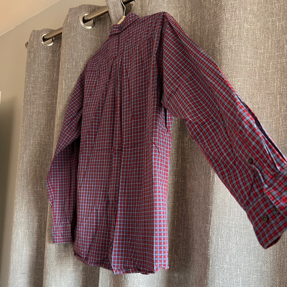 Uniqlo - Men’s red & blue plaid long sleeve button down shirt - size Large - Picture 9 of 12